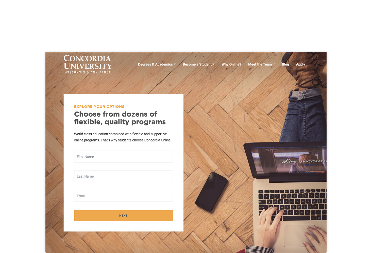 REQ Concordia University Landing Page