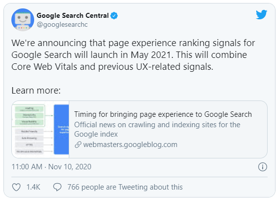 Google Core Web Vitals Announcement