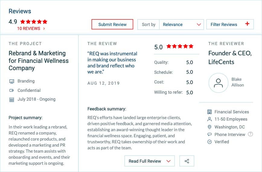 REQ Clutch review screenshot