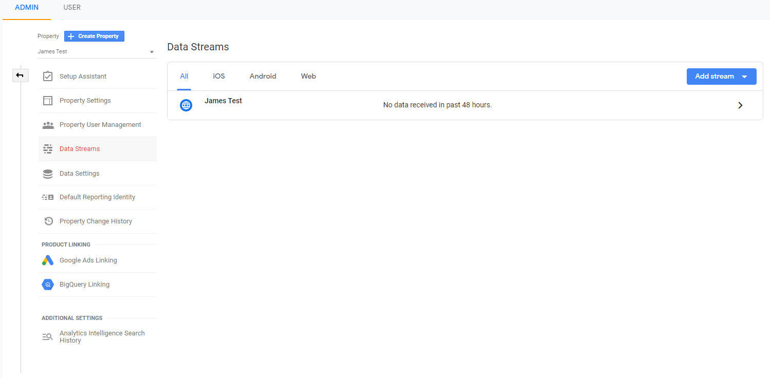 Google Analytics Data Streams