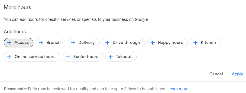 Google My Business Hours