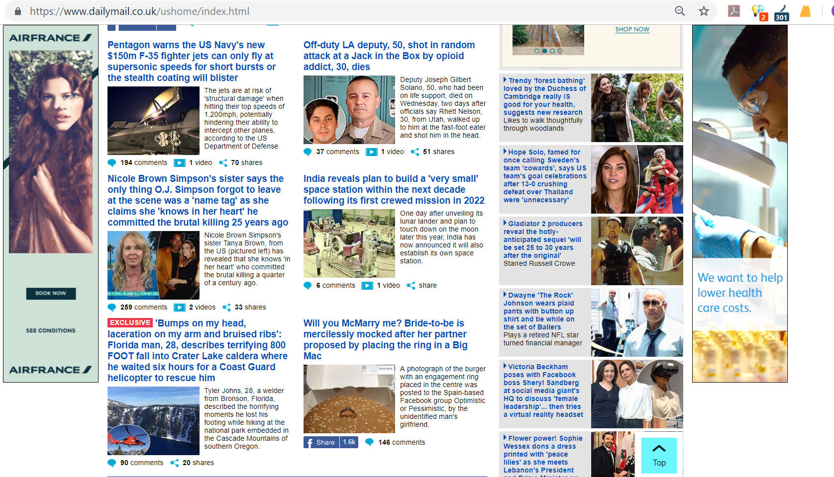 Daily Mail Homepage Content