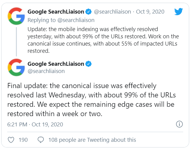 October 2020 SearchLiaison