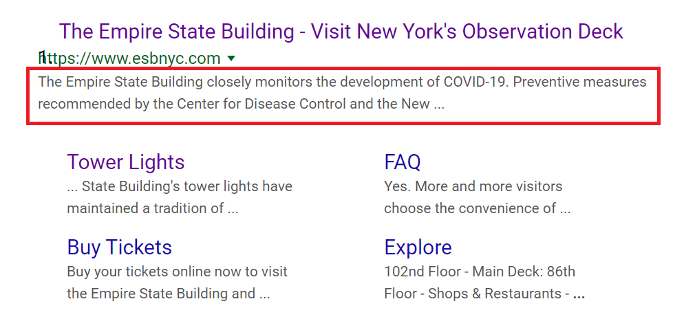 Empire State Building Meta Description Coronavirus Update