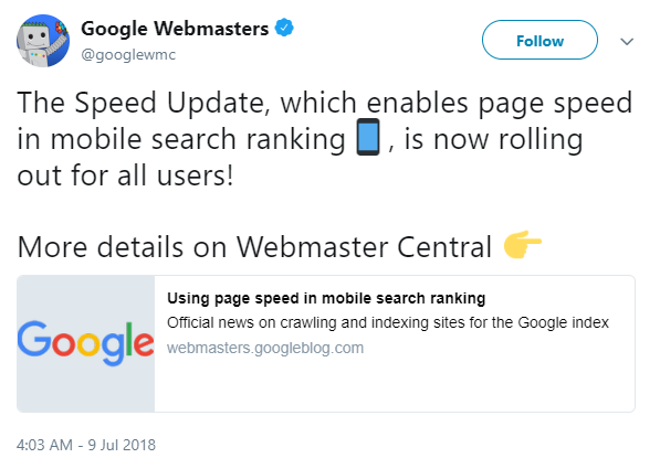 Google Speed Update