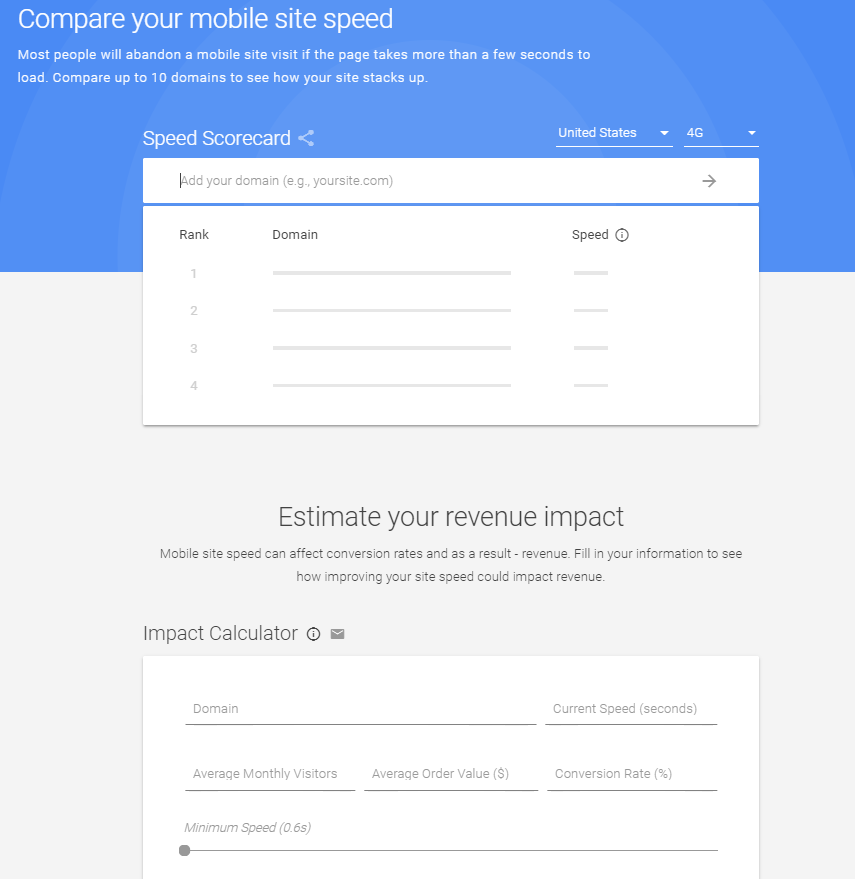 Mobile Site Speed Revenue Tool 