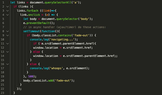 REQ | Coding Page Transitions in Vanilla JavaScript