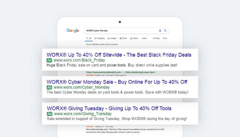 REQ WORX Tools Search Advertising