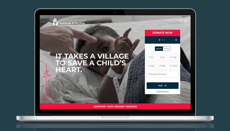 REQ Save a Child's Heart Mission Ethiopia Website on Laptop