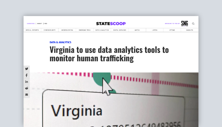 Virginia to use data analytics tools to monitor human trafficking