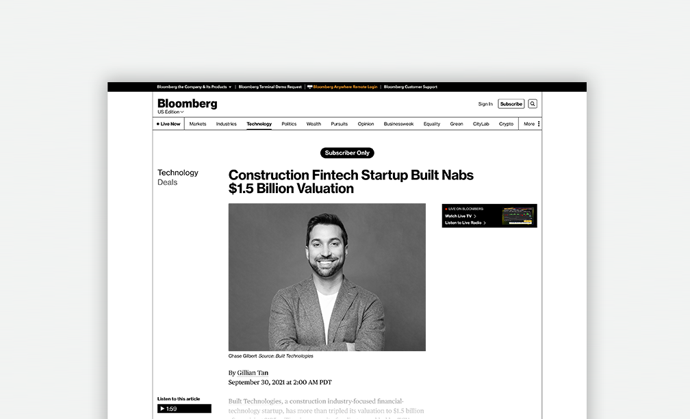 Built Technologies Bloomberg Exclusive