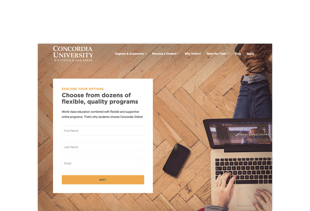 REQ Concordia University Landing Page