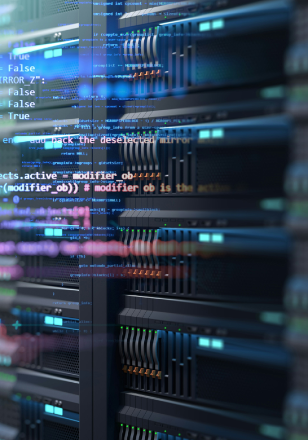 Server room with code appearing
