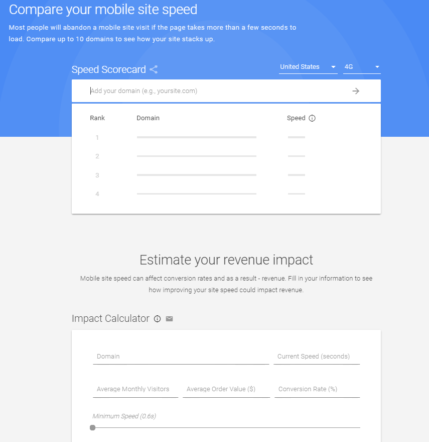 Mobile Site Speed Revenue Tool